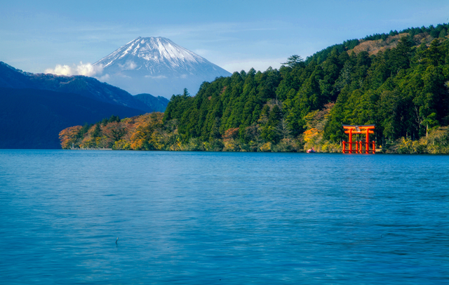 Blick auf den Mount Fuji vom Ashi-See, Hakone